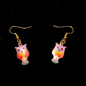 Owl enamel earrings